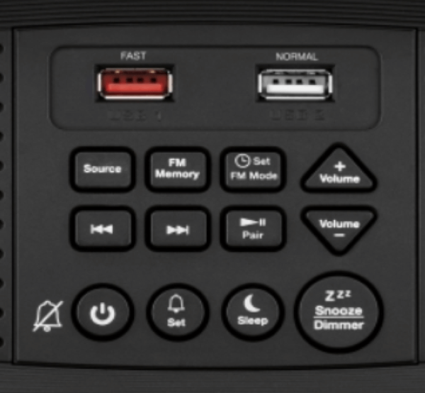Conairtime® Sync Bluetooth® Alarm Clock with Dual USB Charging Ports - Image 3