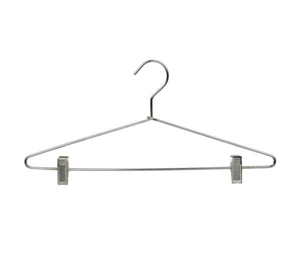 17" Chrome Metal Combo Hanger with Clips