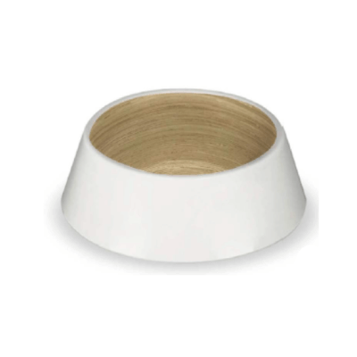 White & Bamboo Medium Pet Bowl