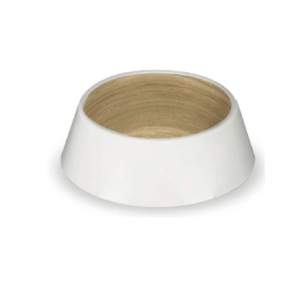 White & Bamboo Medium Pet Bowl