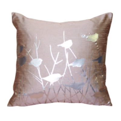 Metallic Birds Faded Rose Throw Pillow