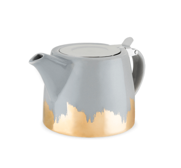 Harper Grey and Gold Brushed Teapot & Infuser by Pinky Up