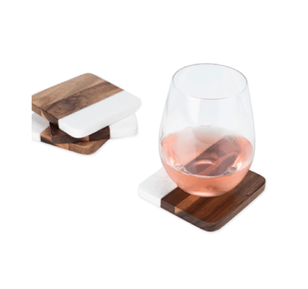 Marble & Acacia Coaster Set by Twine - Image 2