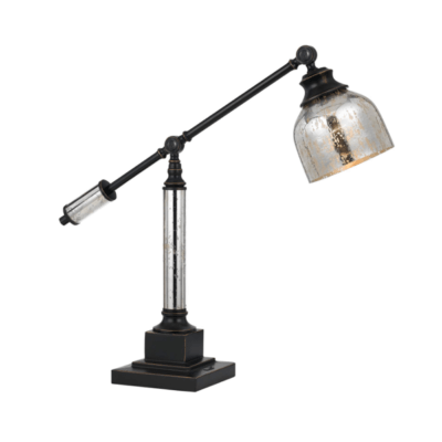 Metal Desk Lamp W/Glass Shade