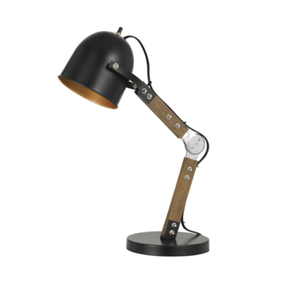 Binimi Adjust able Wood/Metal Desk Lamp With Metal Shade