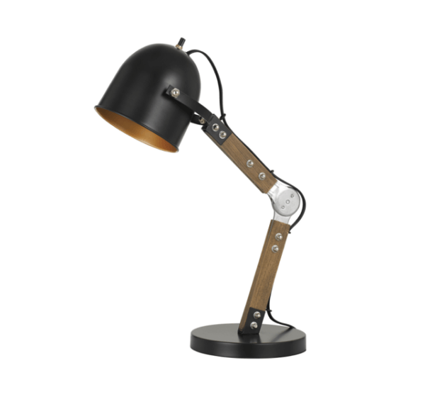 Binimi Adjust able Wood/Metal Desk Lamp With Metal Shade
