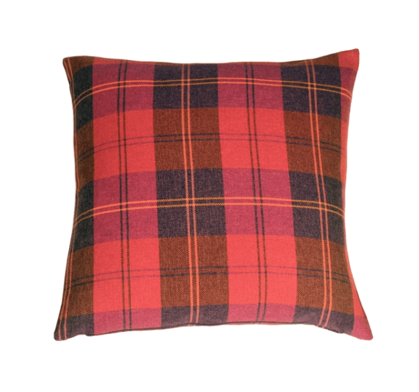 Contemporary Plaid Red 20x20 Throw Pillow