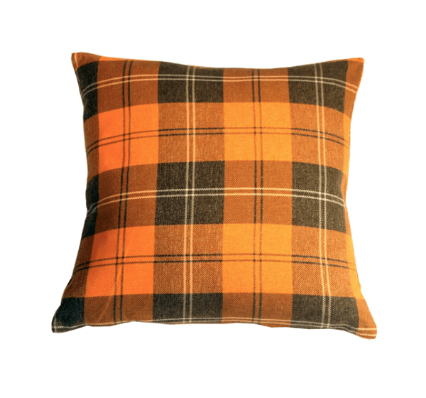 Contemporary Plaid Orange 20x20 Throw Pillow