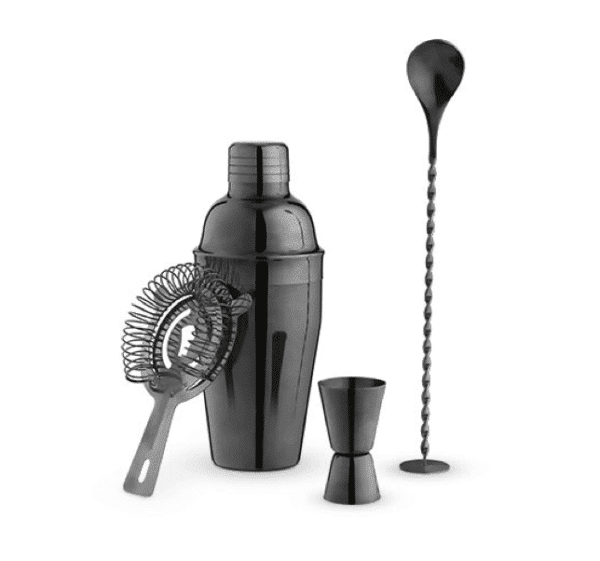 Gunmetal Black Barware Set