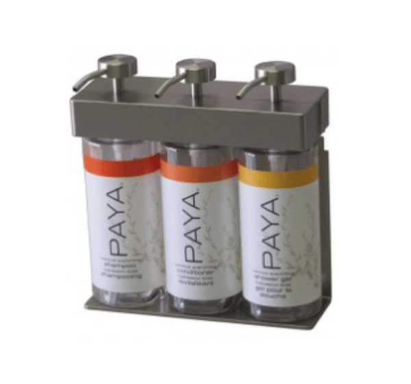 SOLera Dispenser Satin Silver 3-Chamber Oval Bottle - Paya