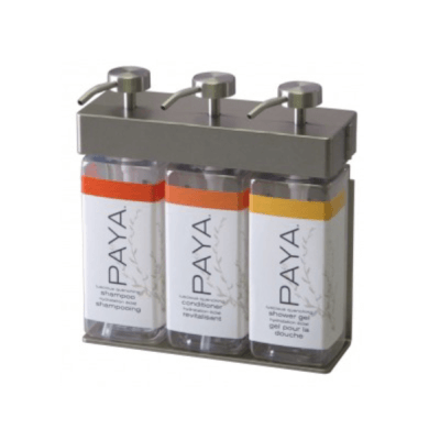 SOLera Dispenser Satin Silver 3-Chamber Rectangle Bottle - Paya