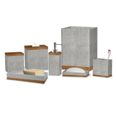 Concrete Stone Finish/Wood Trim Bath Collection