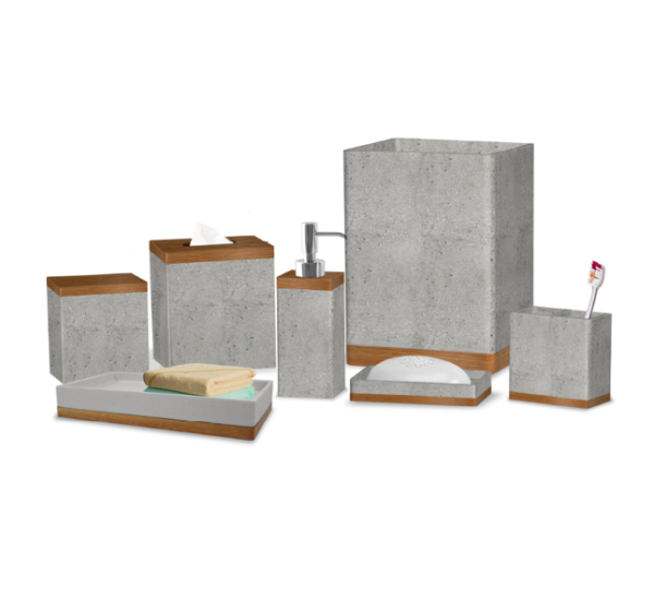 Concrete Stone Finish/Wood Trim Bath Collection