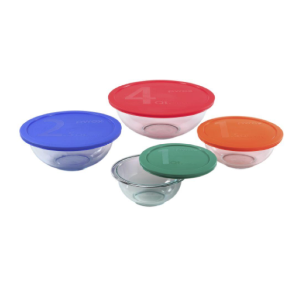 8 Piece Pyrex Bowl Set with Lids - Image 2
