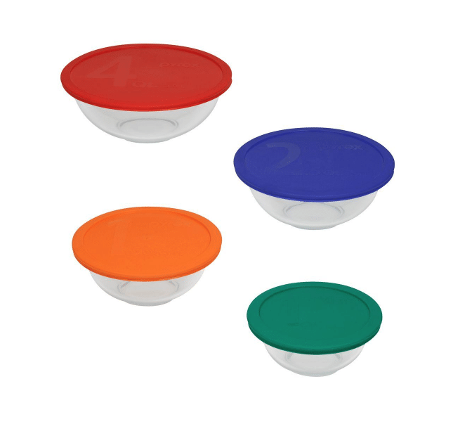 Pyrex Glass Mixing Bowls with Lids (8-Piece Set)