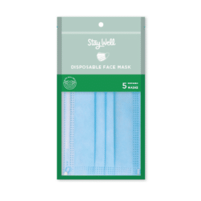 Stay Well Disposable Face Mask 5 Pack PE Bag