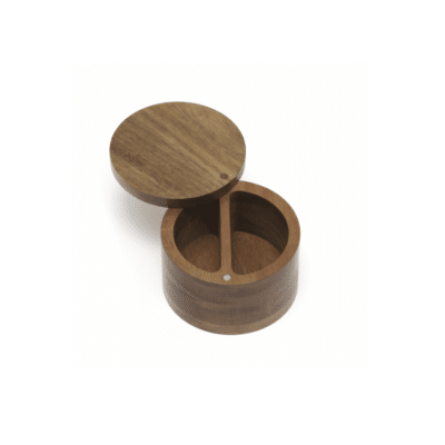 Acacia Divided Salt Box with Swivel Cover