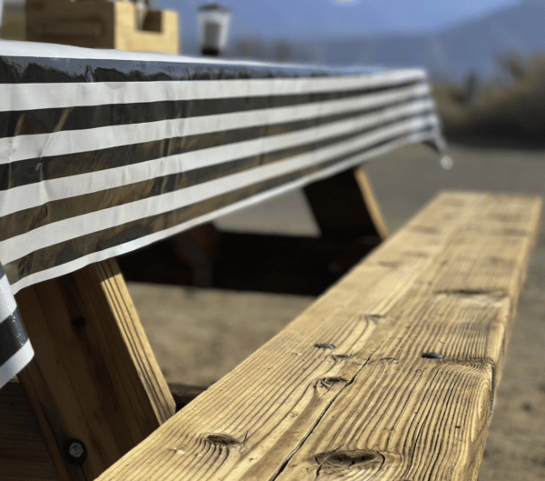 LITOCLOTH Black & White Stripes Outdoor Tablecloth - Image 2