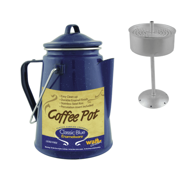Blue Enamel Coffee Pot w/Insert