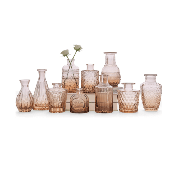 Amber Bud Vases Set of 10