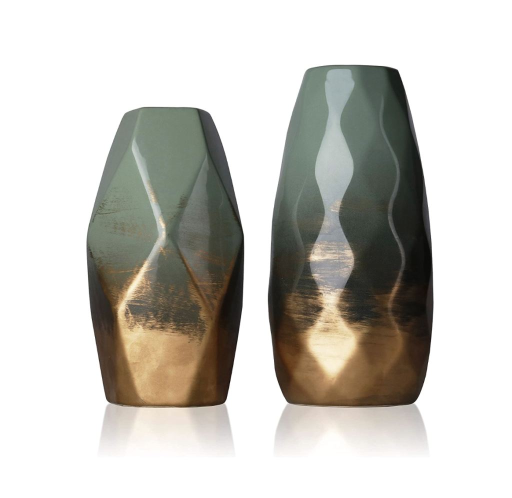 Green & Gold Vase Set of 2 SLX Hospitality