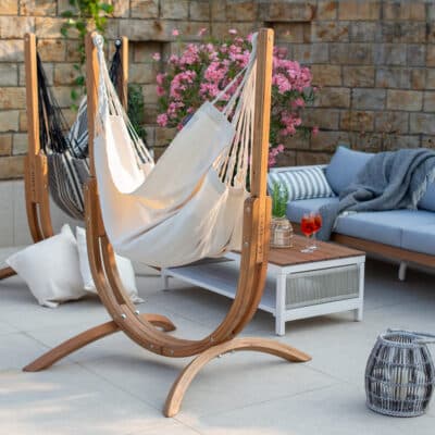 Udine Organic Latte - Organic Cotton Hammock Chair with FSC® certified Eucalyptus Stand