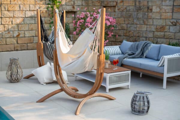 Udine Organic Latte - Organic Cotton Hammock Chair with FSC® certified Eucalyptus Stand